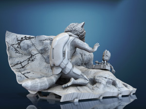 Rocket and Groot Diorama 3Dプリントモデル