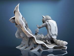 Rocket and Groot Diorama 3Dプリントモデル