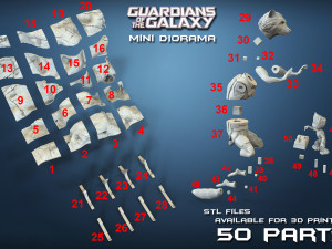 Rocket and Groot Diorama 3Dプリントモデル