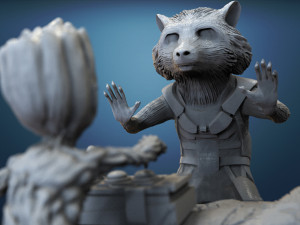 Rocket and Groot Diorama 3Dプリントモデル