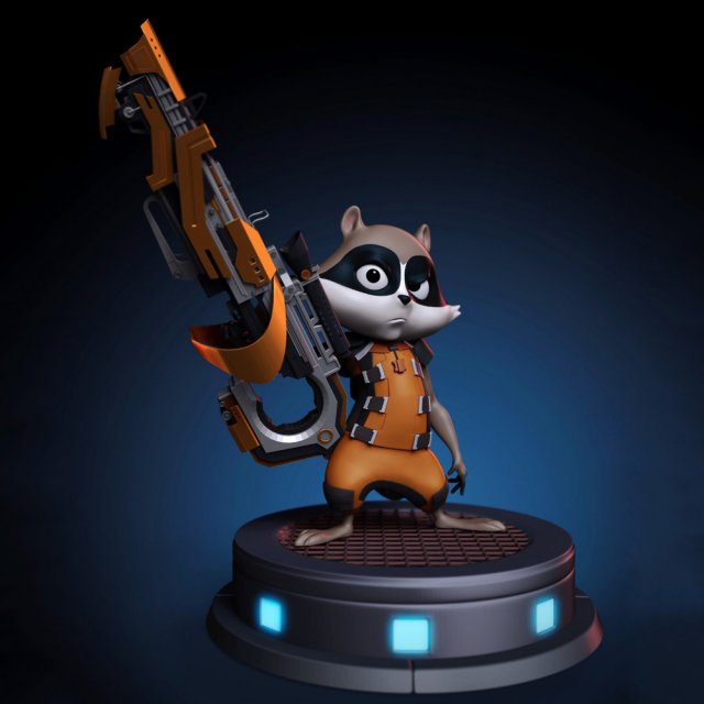 Little Rocket Raccoon Modello di stampa 3D .c4d .max .obj .3ds .fbx .stl .blend 