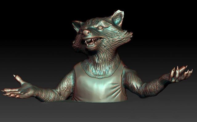 Rocket Raccoon Bust Modèles 3D en vedette .c4d .max .obj .3ds .fbx .stl .blend 