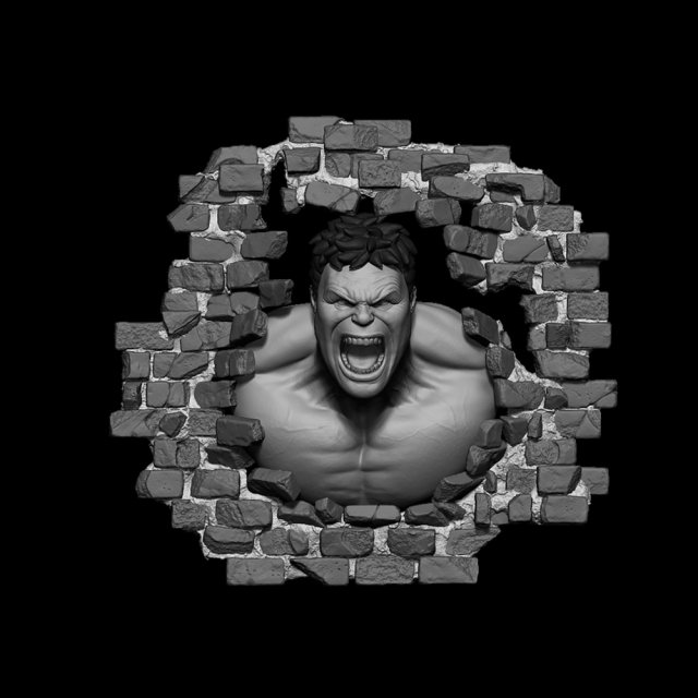 Hulk Smash Wall Model do druku 3D .c4d .max .obj .3ds .fbx .stl .blend