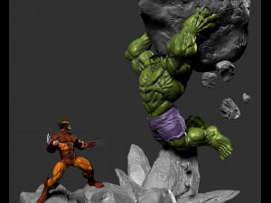 Hulk vs Wolverine Diorama 3D 打印模型
