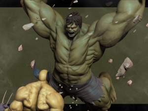 Hulk vs Wolverine Diorama 3D 打印模型