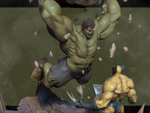 Hulk vs Wolverine Diorama 3D 打印模型