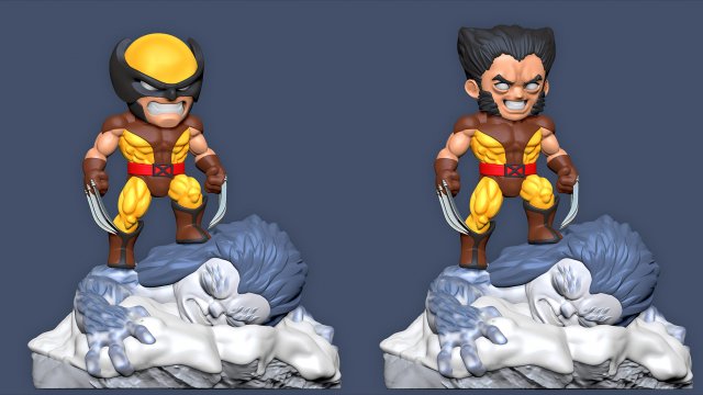 Wolverine vs Wendigo Chibi 3D 프린트 모델 .c4d .max .obj .3ds .fbx .stl .blend 