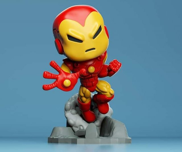 Iron Man Chibi 3D Baskı Modeli .c4d .max .obj .3ds .fbx .stl .blend 