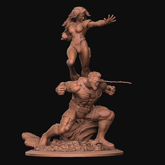 Cyclops and Jean Grey 3D Print Model .c4d .max .obj .3ds .fbx .stl .blend 