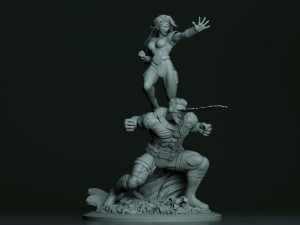 Cyclops and Jean Grey 3D Print Model