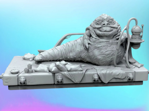 Jabba and Throne 3D Print Model