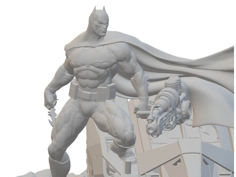 Batman and Batmobile Diorama Model Cetak 3D
