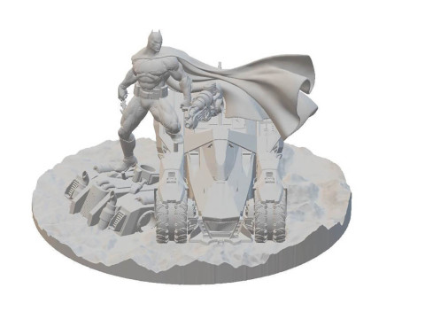 Batman and Batmobile Diorama Model Cetak 3D