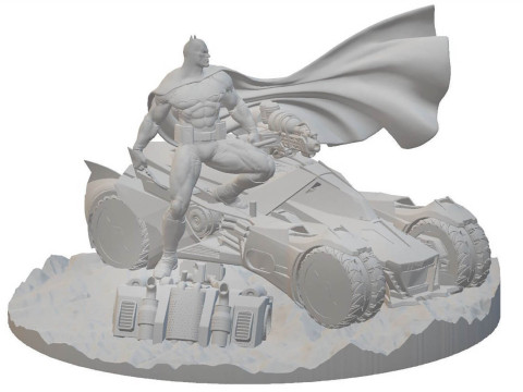 Batman and Batmobile Diorama Model Cetak 3D