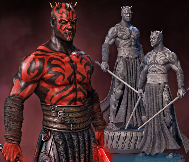 Darth Maul - Star Wars 3D Baskı Modeli .c4d .max .obj .3ds .fbx .stl .blend