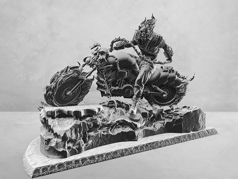 Ghost Rider on Motorbike 3Dプリントモデル