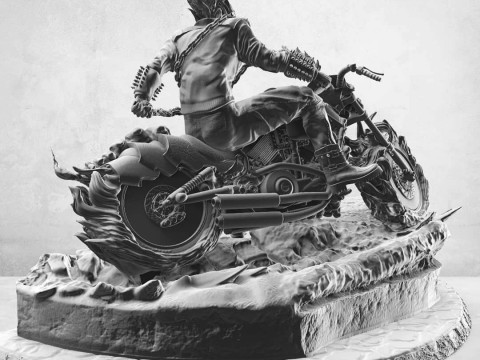 Ghost Rider on Motorbike 3D Baskı Modeli