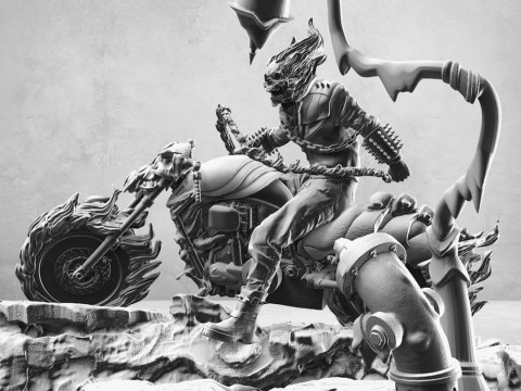 Ghost Rider on Motorbike 3D Baskı Modeli