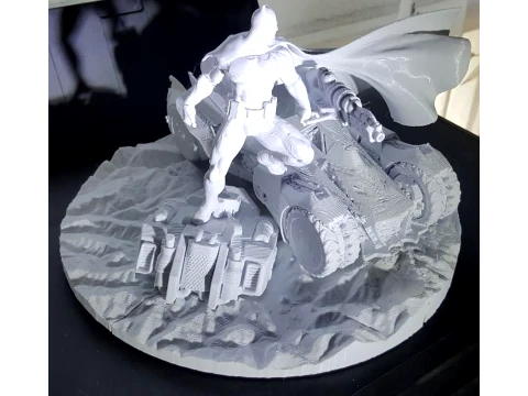Batman and Batmobile Diorama 3D Print Model