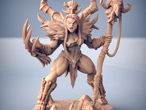 Vesdra the Shaman - Lady Orc Shaman 3D Print Model