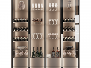 Cupboard with dishes 3D Model