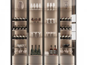 Cupboard with dishes 3D Model