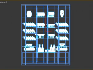 Cupboard with dishes 3D Model