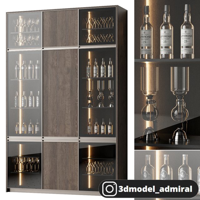 Cupboard with dishes 3D 模型 .c4d .max .obj .3ds .fbx .stl .blend 