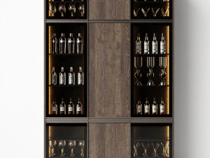 Cupboard with dishes 3D Model