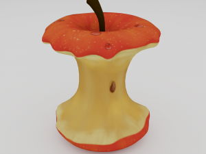 A Cartoon Bitten Apple With Texture Painting Modelo 3D
