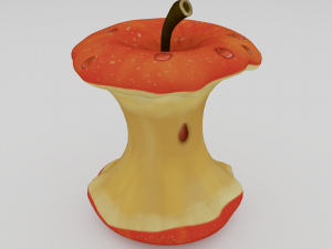 A Cartoon Bitten Apple With Texture Painting 3D Model