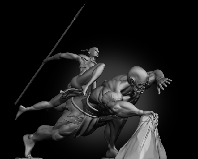 Orc Duo 3D Print Model .c4d .max .obj .3ds .fbx .stl .blend 