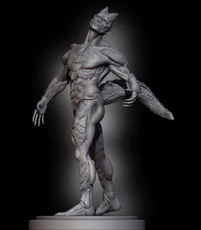 Half Dragon 3D 打印模型 .c4d .max .obj .3ds .fbx .stl .blend 
