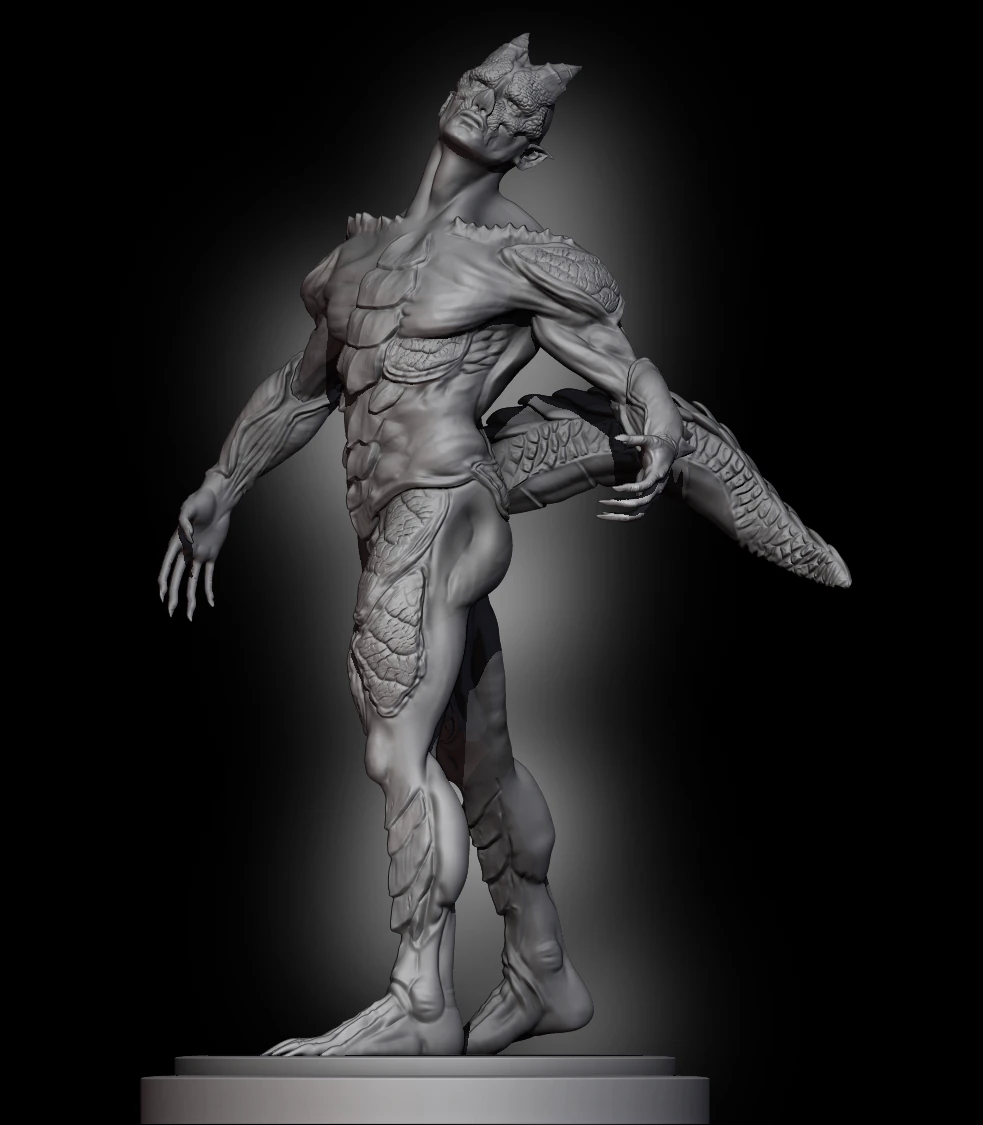 Half Dragon 3D Print Model .c4d .max .obj .3ds .fbx .stl .blend 