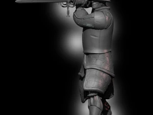 Cavaleiro com espada de duas m&atilde;os Modelo de Impressão 3D