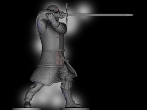 Knight With Two-Handed Sword Model Cetak 3D