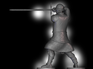 Knight With Two-Handed Sword Model Cetak 3D