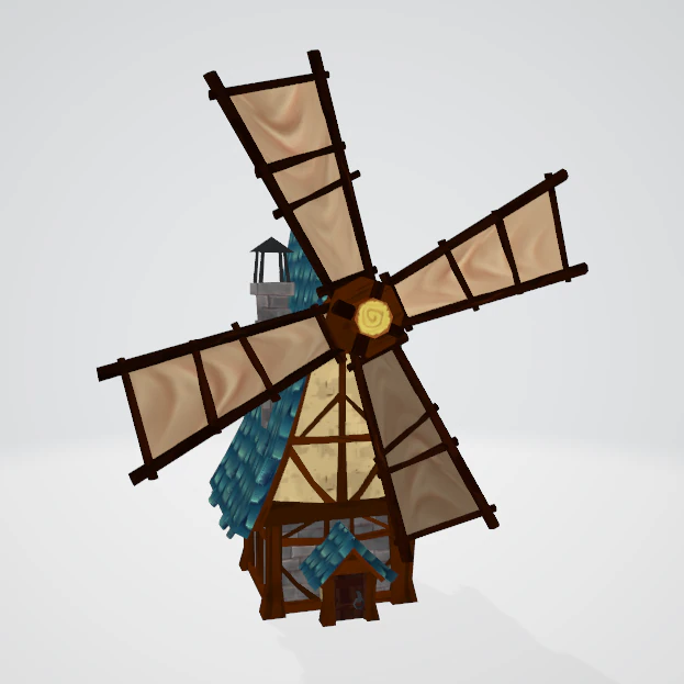 Windmill low-poly 3D Model .c4d .max .obj .3ds .fbx .stl .blend 