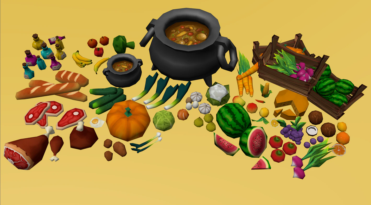 Big food low-poly pack 3D Model .c4d .max .obj .3ds .fbx .stl .blend 