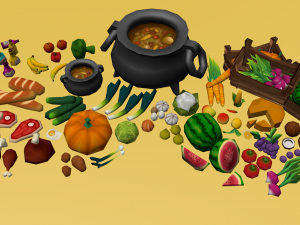 Big food low-poly pack Modello 3D