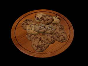 Plato de madera con galletas Modelo 3D