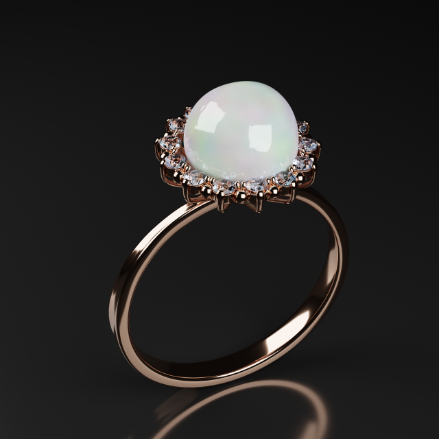 Pearl ring 3D Model .c4d .max .obj .3ds .fbx .stl .blend 