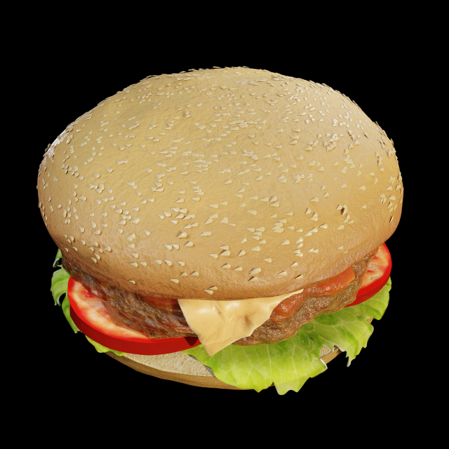 Burger Model 3D .c4d .max .obj .3ds .fbx .stl .blend 