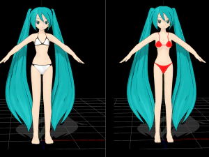 Str&oacute;j kąpielowy Hatsune Miku Model 3D