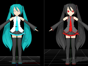 Chibi Miku MMD 3D Modell