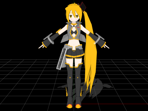 Yellow Vocaloid 3Dモデル
