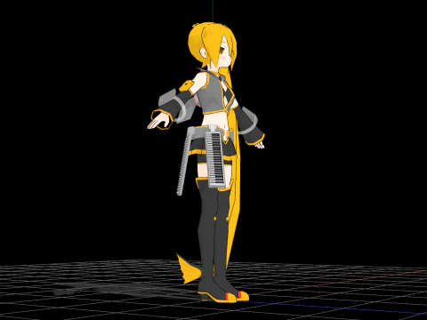 Yellow Vocaloid 3D Model