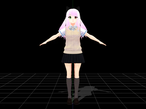 긴 보라색 머리 3D 모델