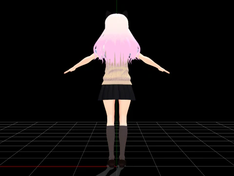 Long Purple Hair 3D Model