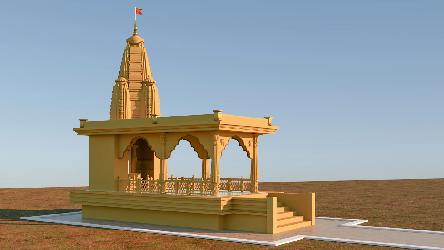 Temple - Indian Style for Real Estate 3D Model .c4d .max .obj .3ds .fbx .stl .blend